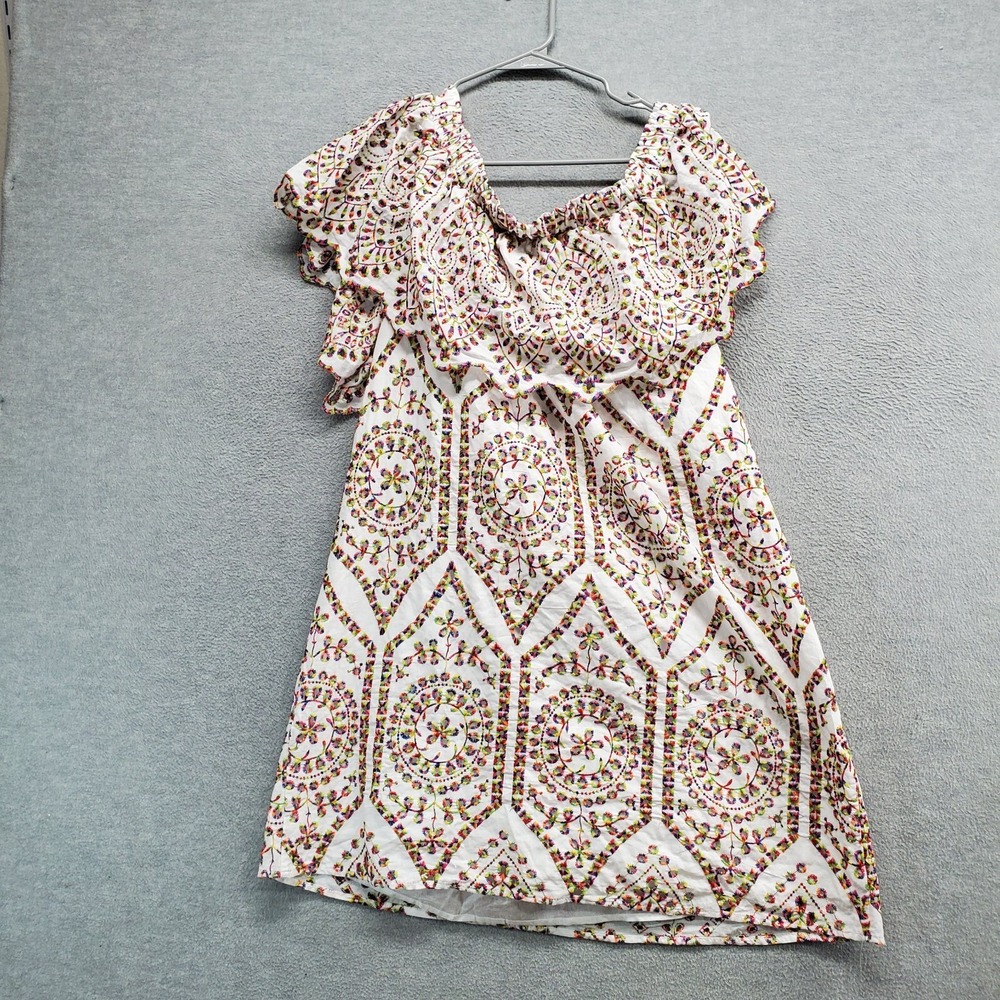 New York & Company Women Dress XL White Embroidered Eyelet Off The Shoulder NWT - Picture 5 of 10